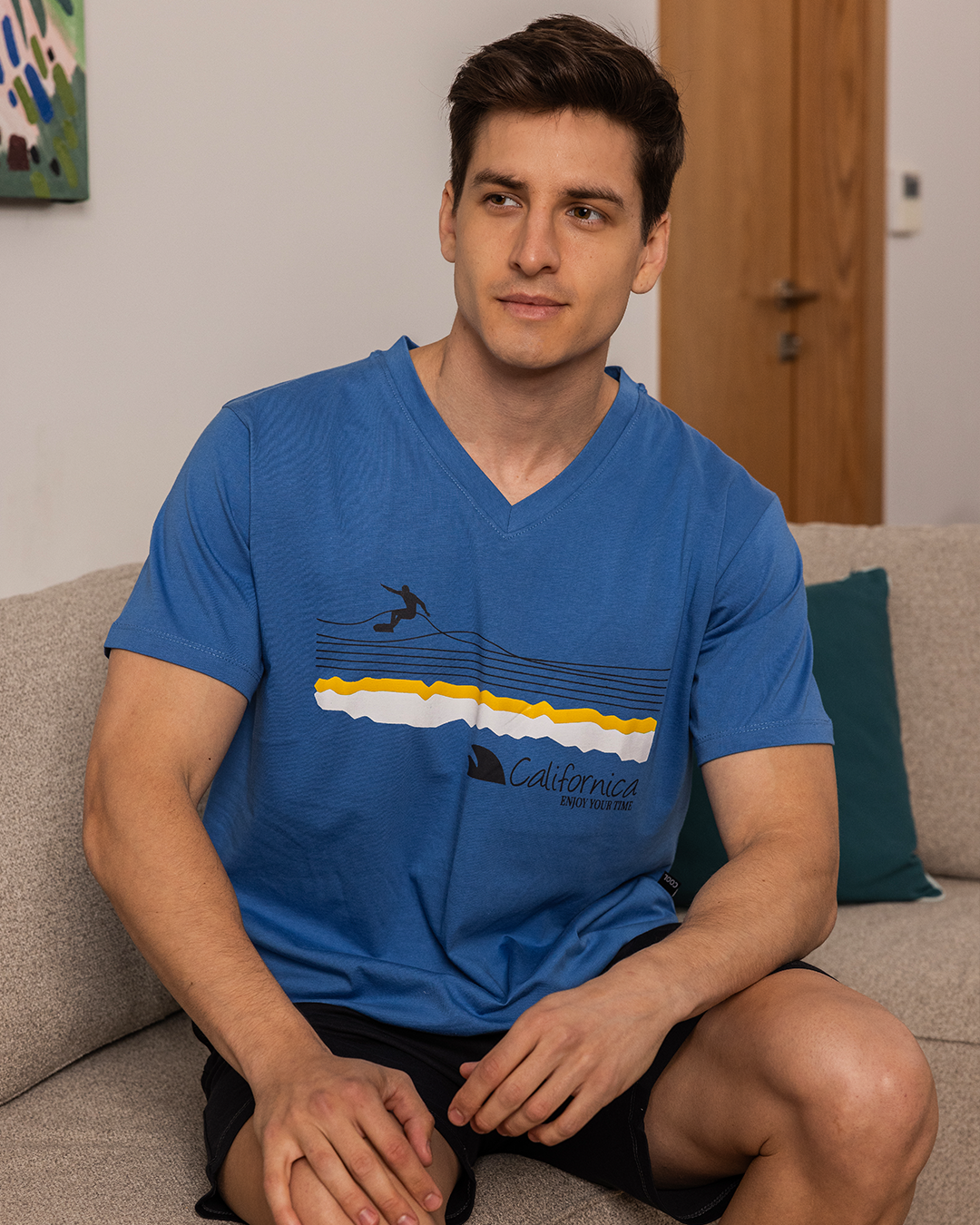 شورت california طق V بيجامه رجالي نص كم