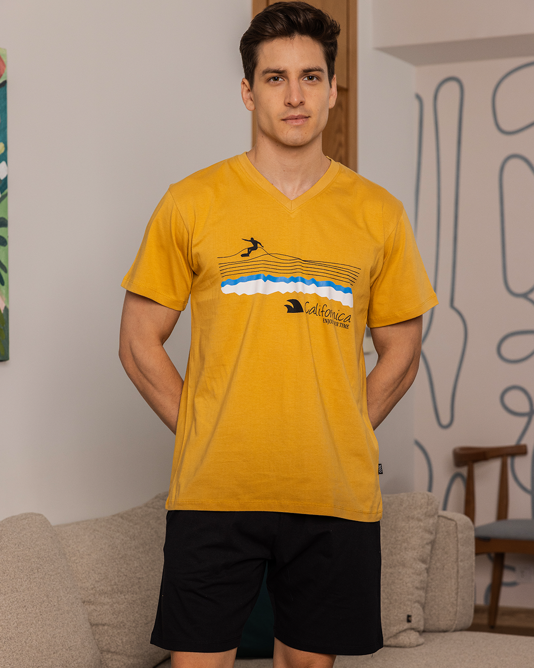 شورت california طق V بيجامه رجالي نص كم