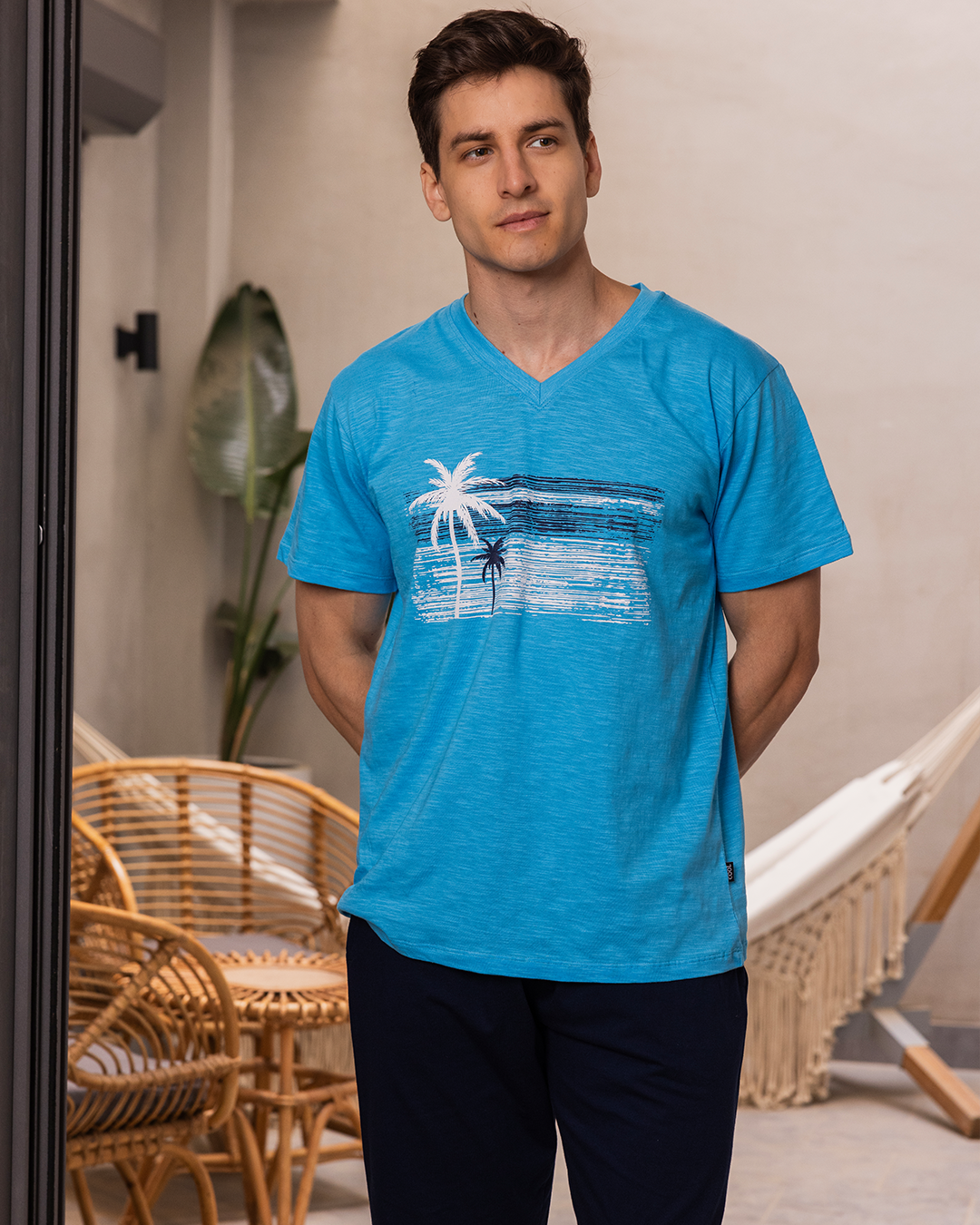 طق النخلة بنتاكور V بيجامه رجالي نص كم