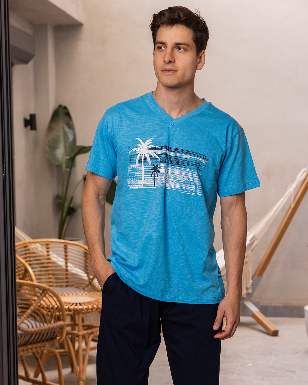 طق النخلة بنتاكور V بيجامه رجالي نص كم