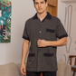 Classic men's pajamas with open half-sleeve buttons and diamond trousers