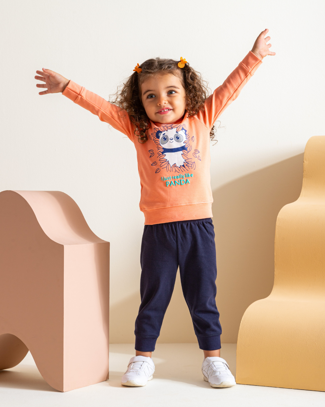 Panda  بيجامه بناتي  طقم طباعة انترلوك