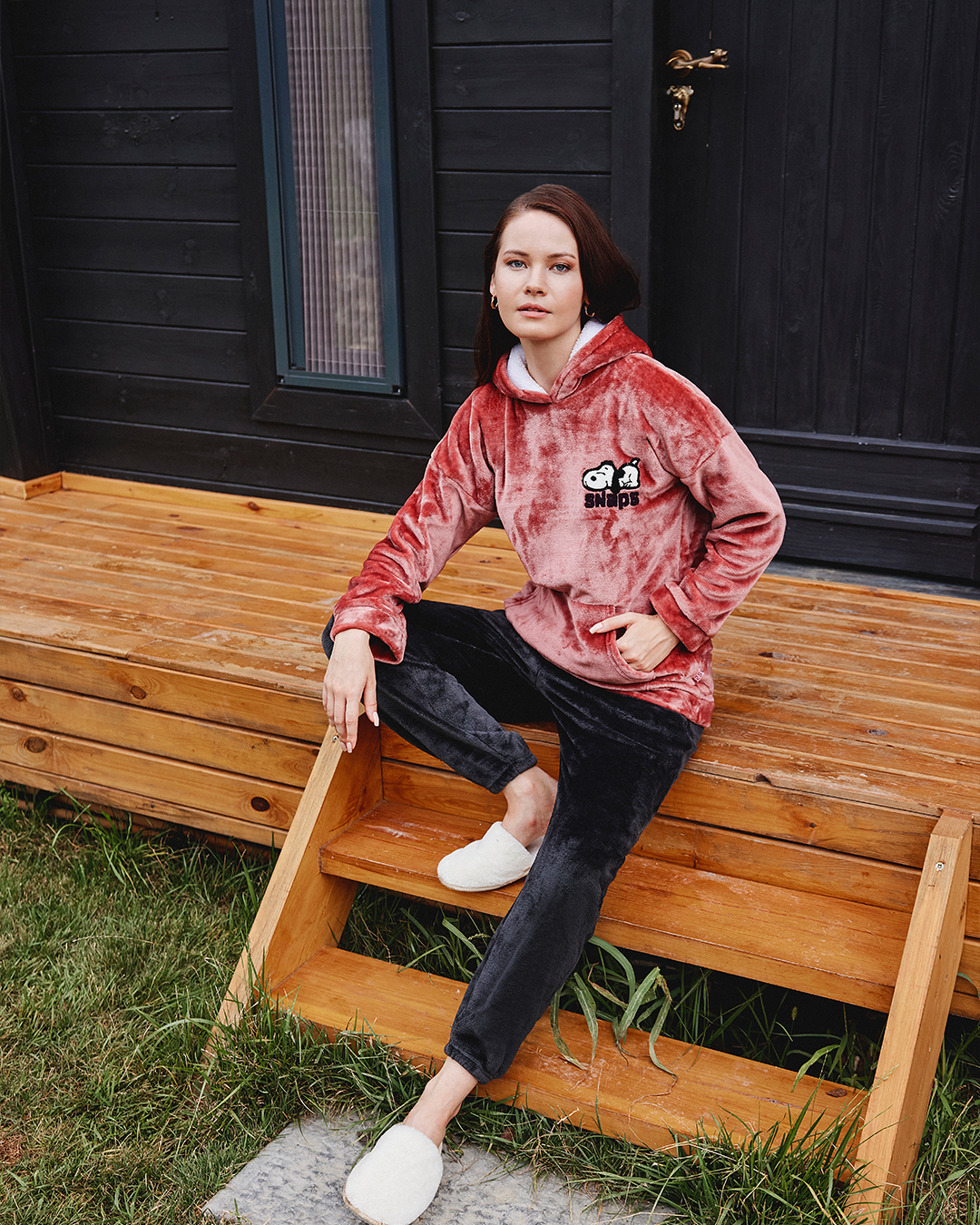 Snoopy Snaps بيجاما حريمي بولار