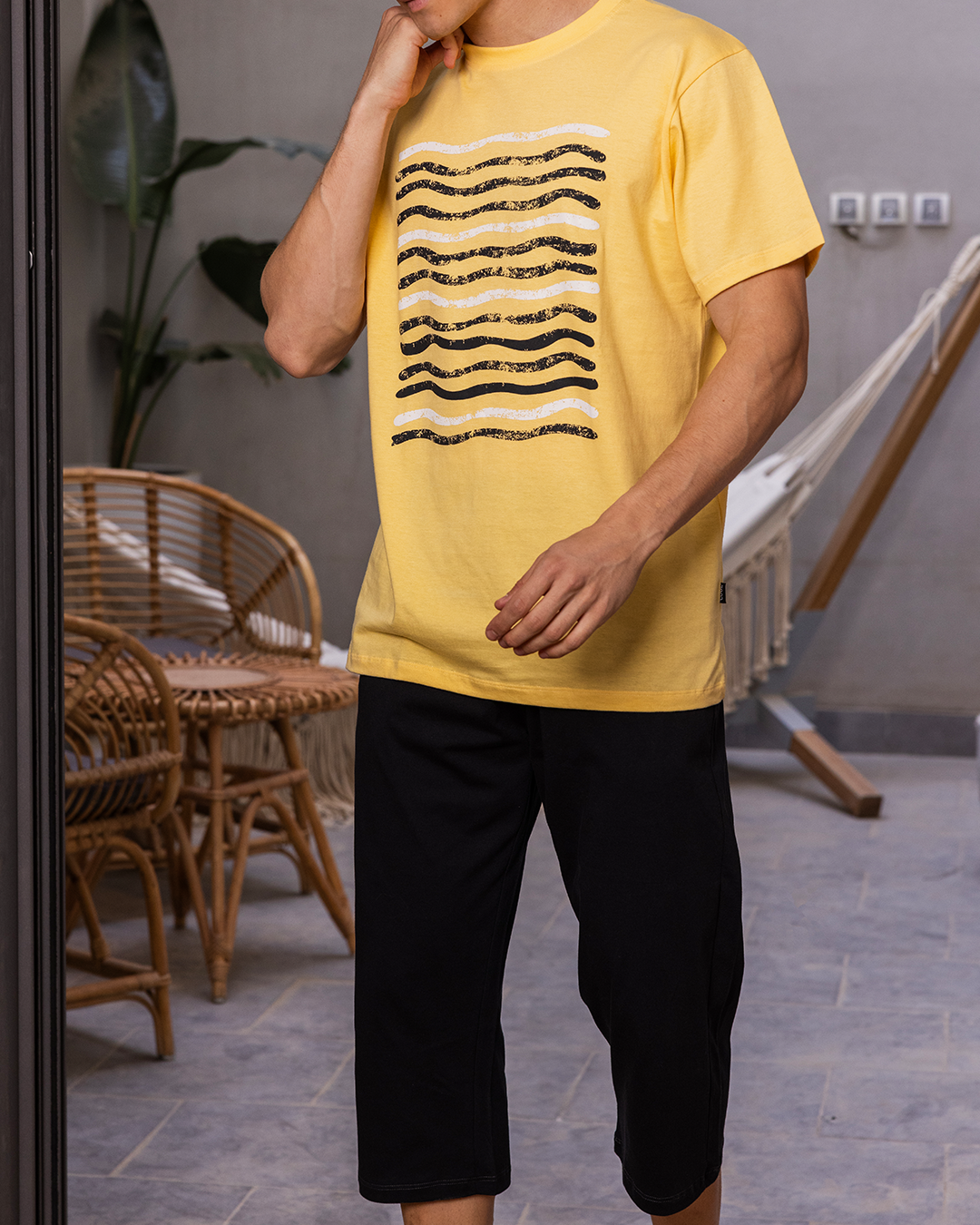 بيجامه رجالي نص كم دوران طق البالونة بنتاكور طويل