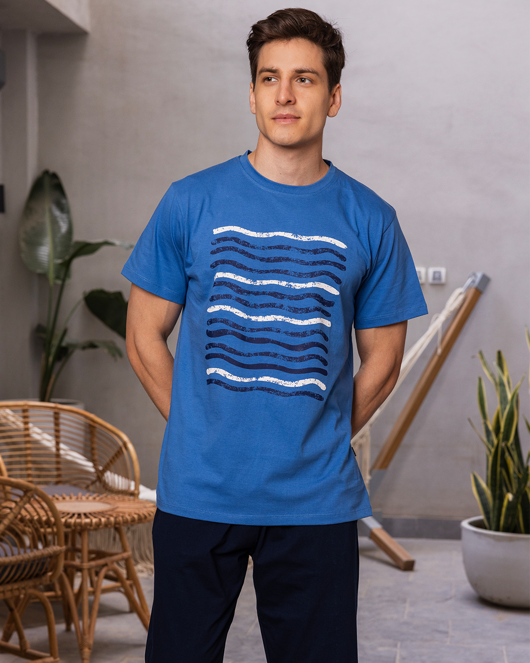 بيجامه رجالي نص كم دوران طق البالونة بنتاكور طويل