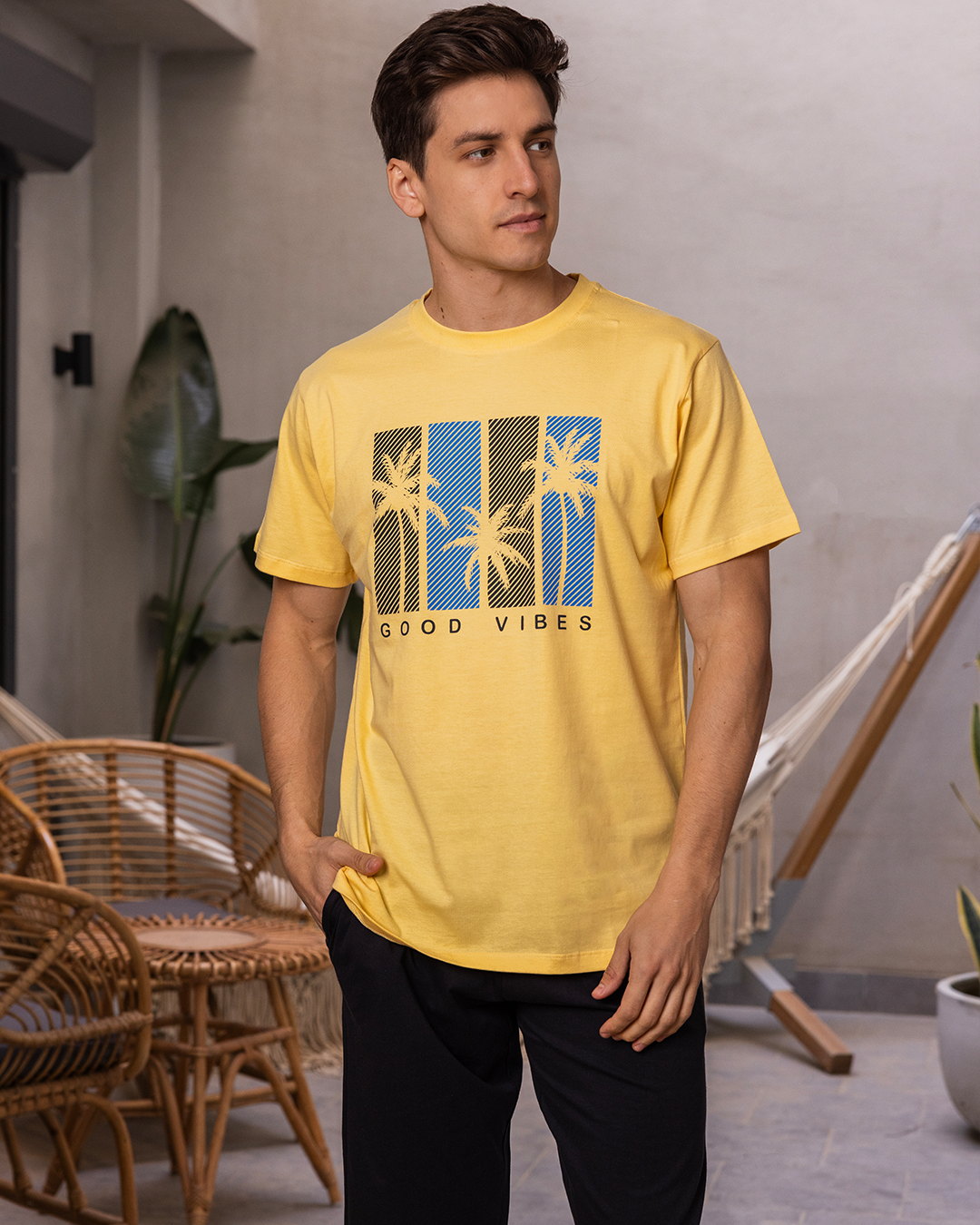 Pentacor Good vibes Men's pajamas, half sleeves, round neck