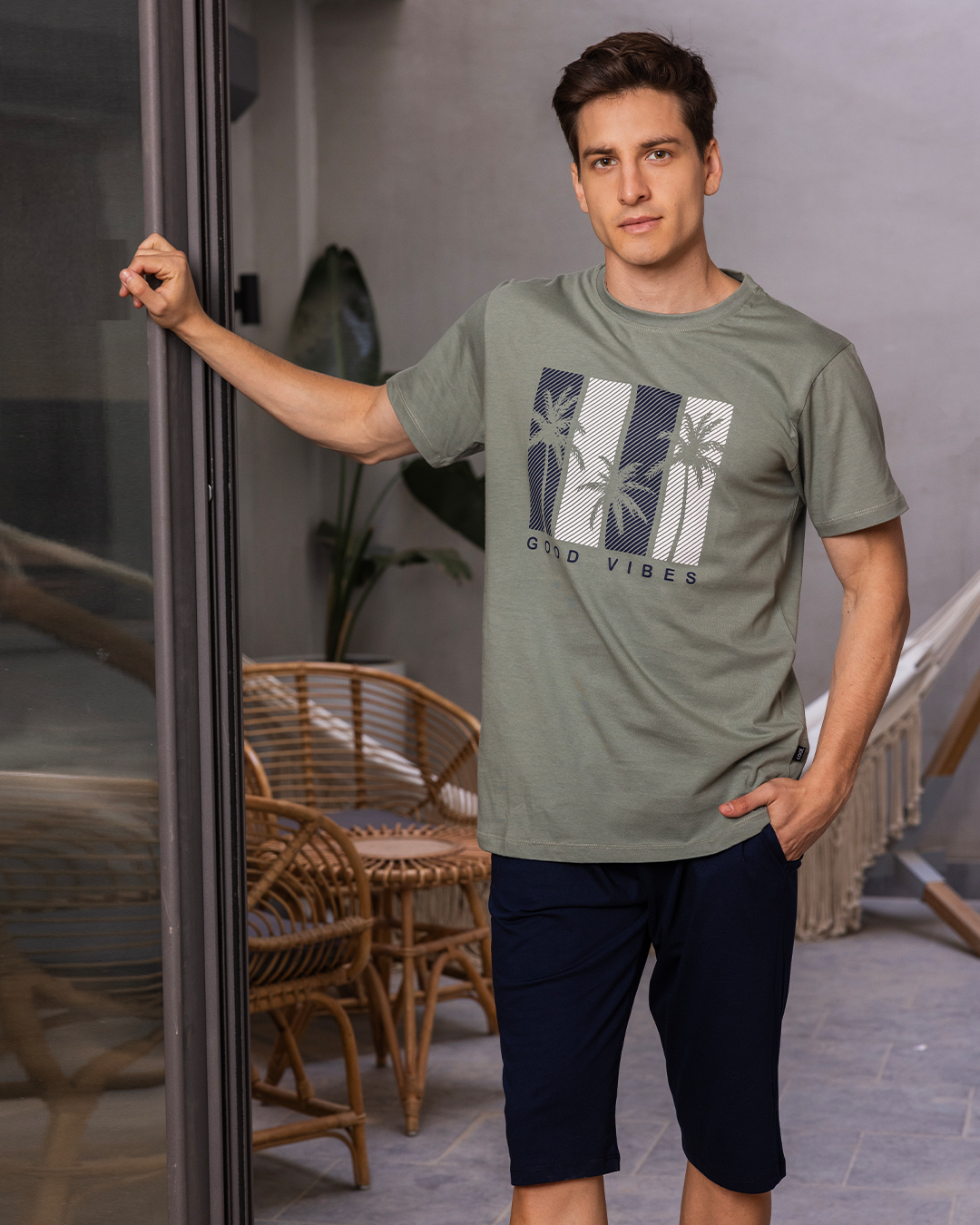 Pentacor Good vibes Men's pajamas, half sleeves, round neck