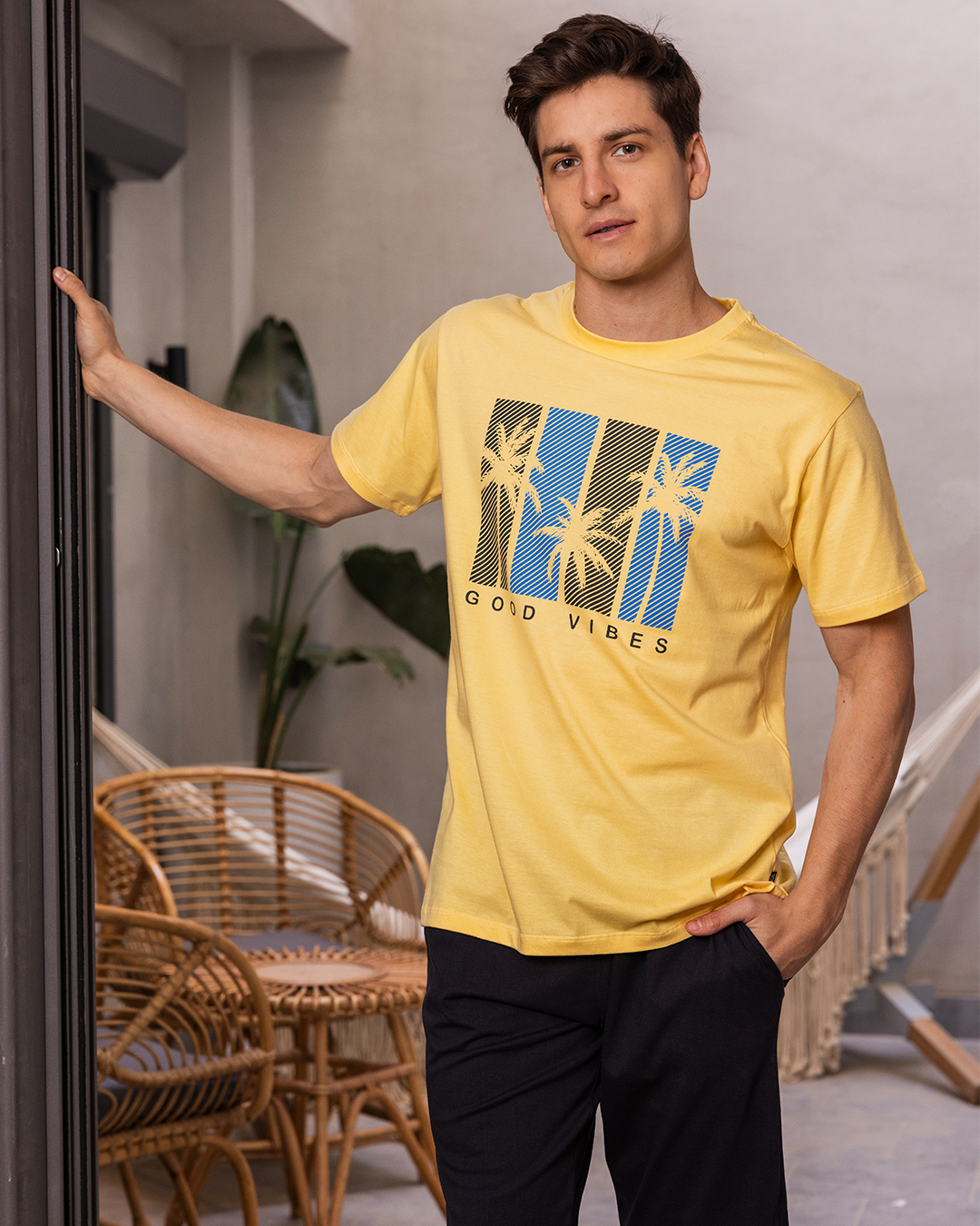 Pentacor Good vibes Men's pajamas, half sleeves, round neck