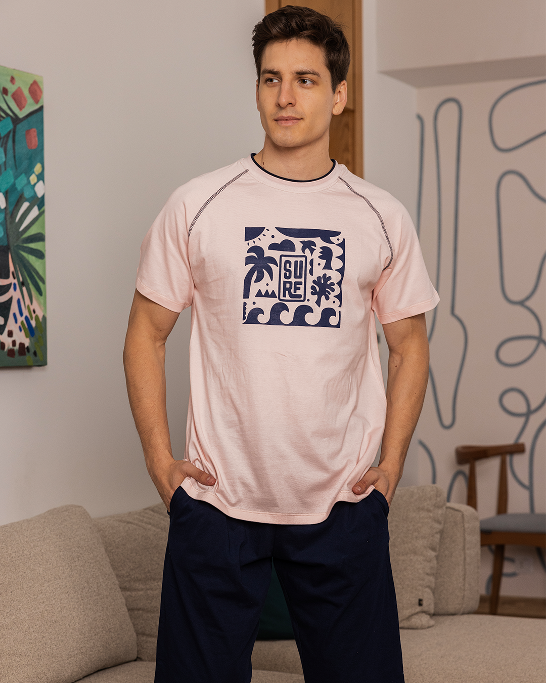 Pentacore Sure men's pajamas, half sleeves, raglan, round neck