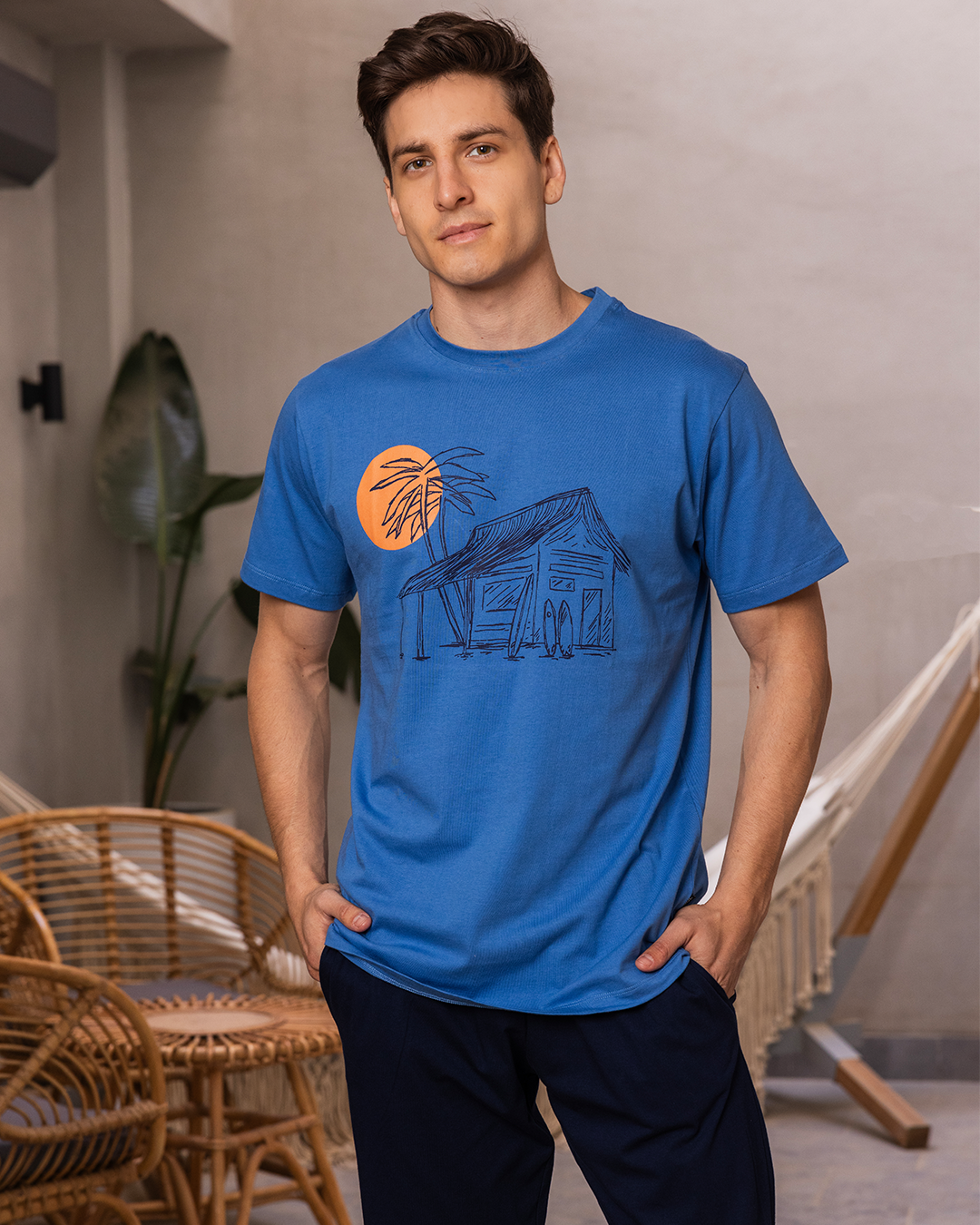 بيجامه رجالي نص كم دوران طق المنزل والشمس بنطلون