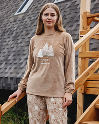 Pine tree Women Long sleeve ,Soft elastin velvet