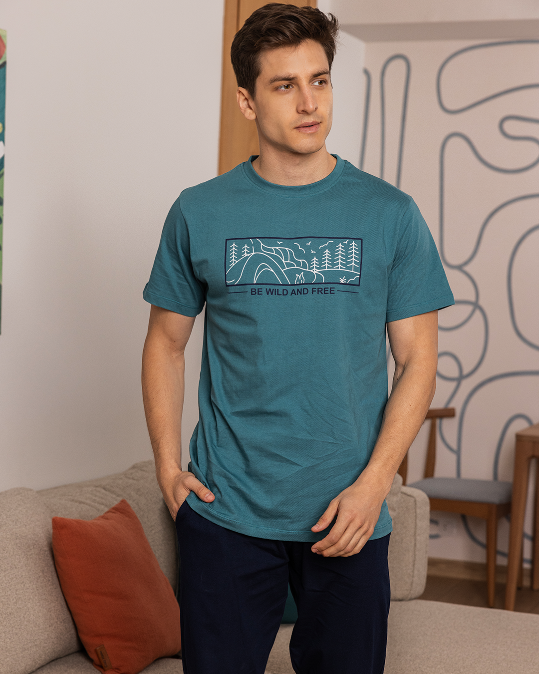 Be Wild men's pajama pants with half sleeves