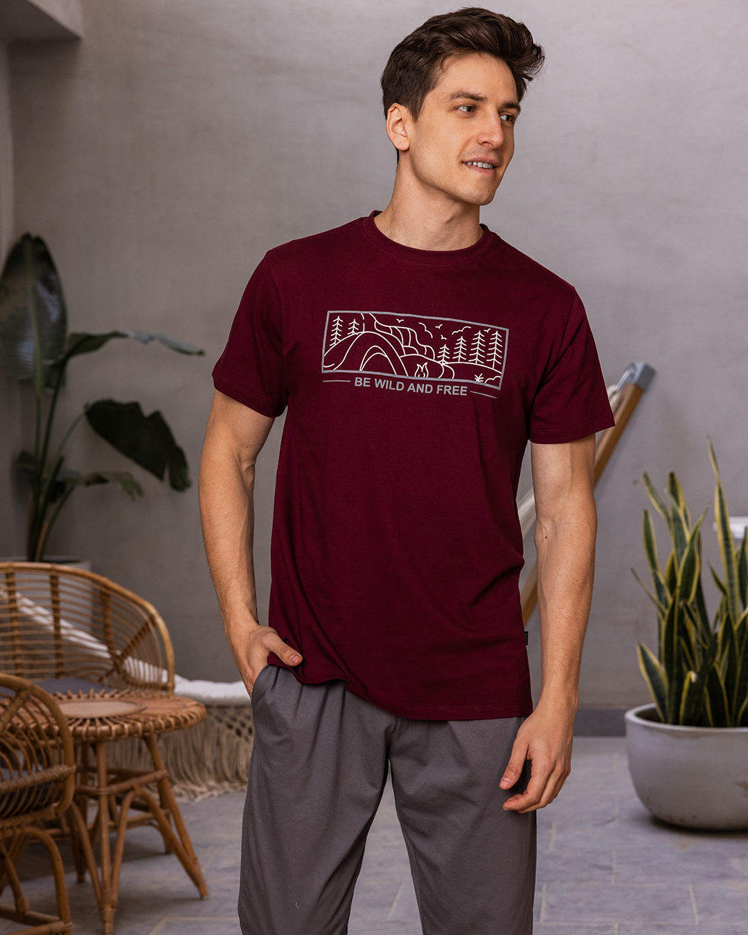 Be Wild men's pajama pants with half sleeves