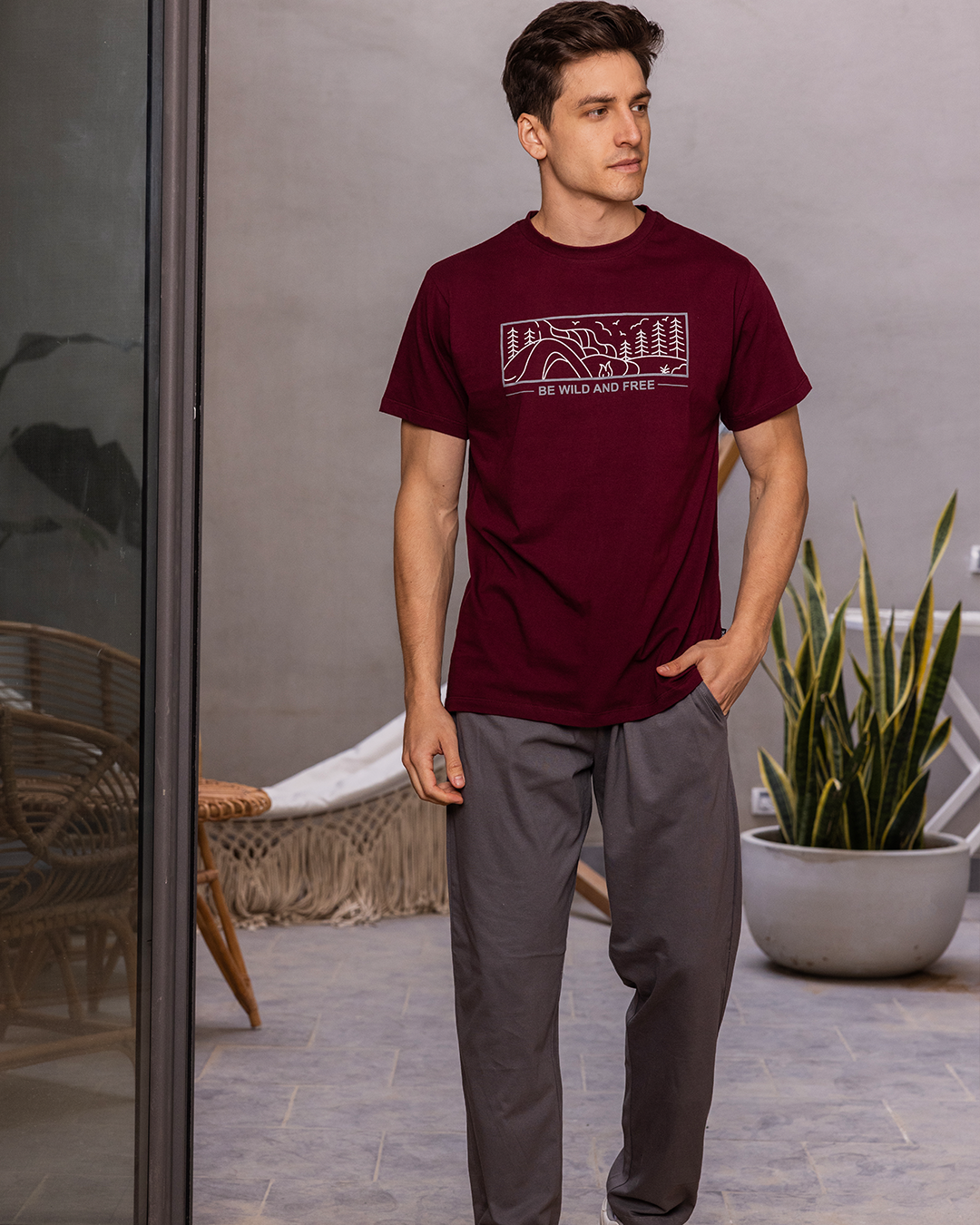 Be Wild men's pajama pants with half sleeves