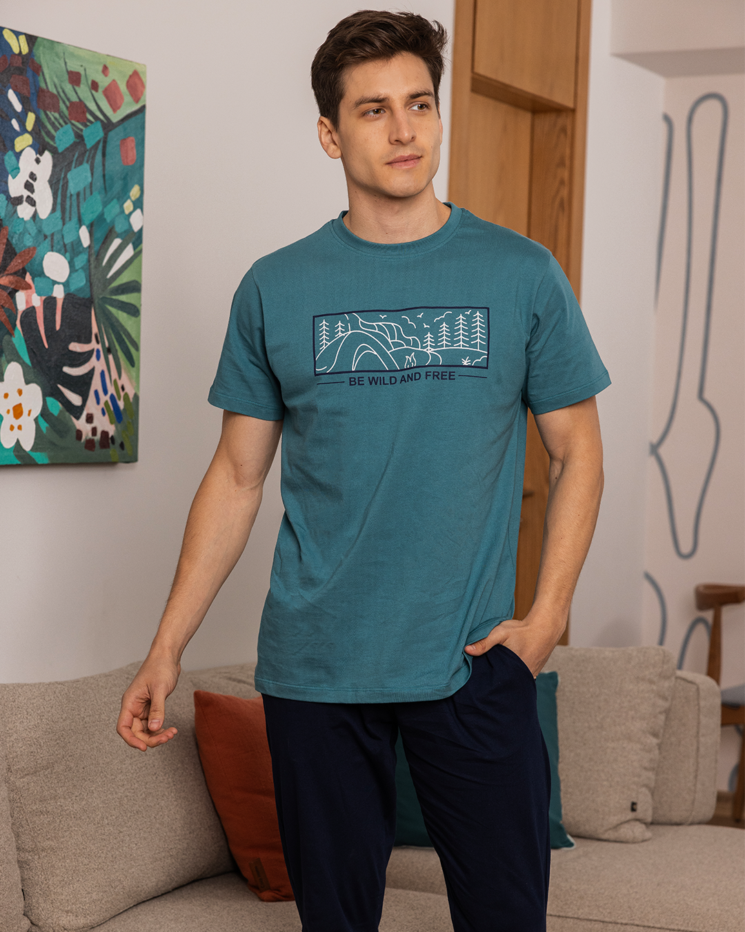 Be Wild men's pajama pants with half sleeves