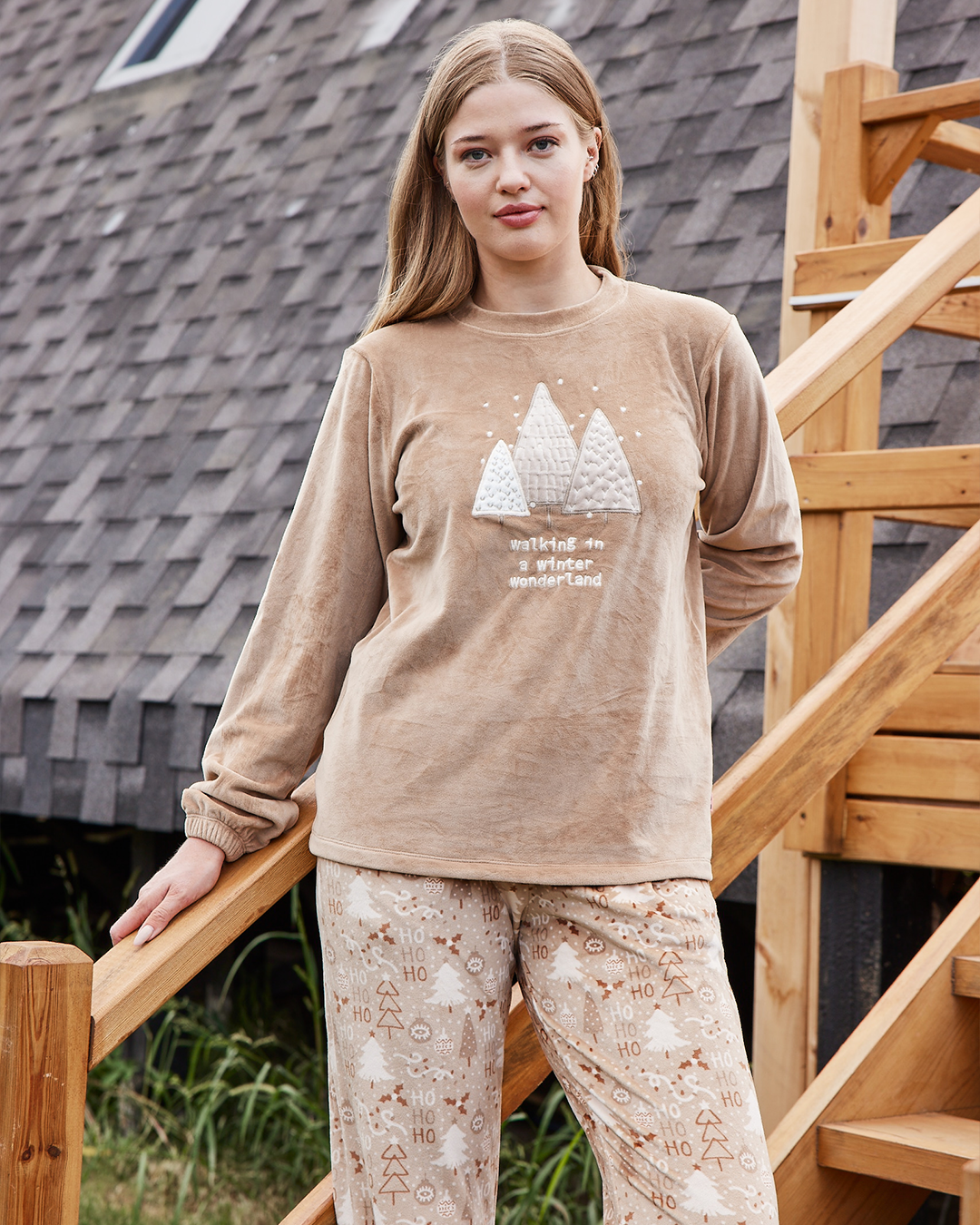 Pine tree Women Long sleeve ,Soft elastin velvet