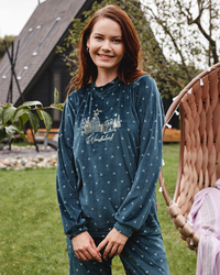 Women Long sleeve ,Soft elastin velvet Houses and trees