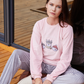 Snowman season women's pajamas, Soft elastin velvet, long sleeves
