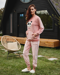 Cute Panda بيجاما حريمي قطيفة بوليستر