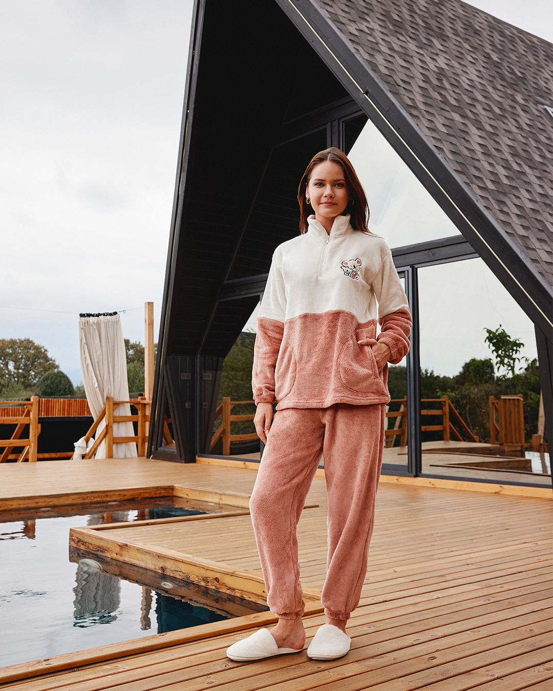 Made With Love  Ladies Polar Half- Zip Pajama