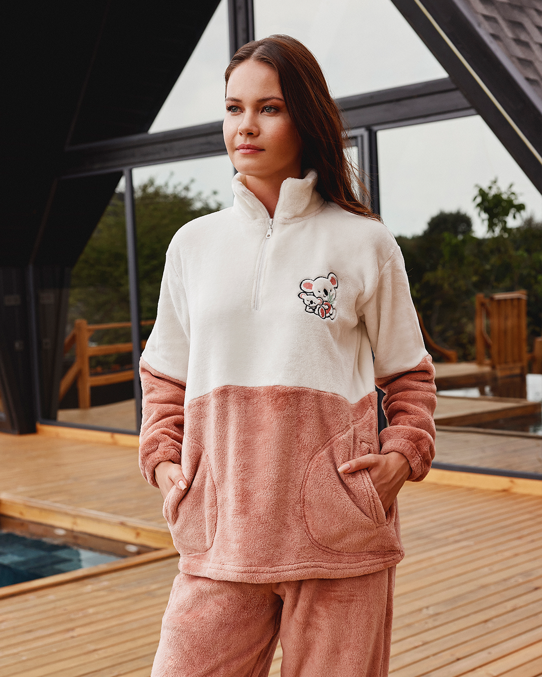 Made With Love  Ladies Polar Half- Zip Pajama