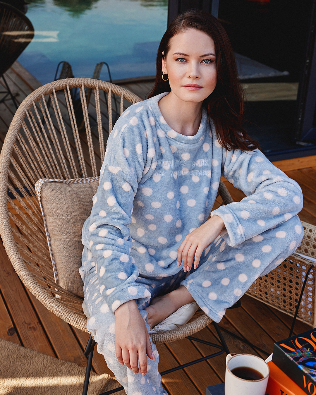 Bear بيجاما حريمي كُم طويل بولار مطبوع