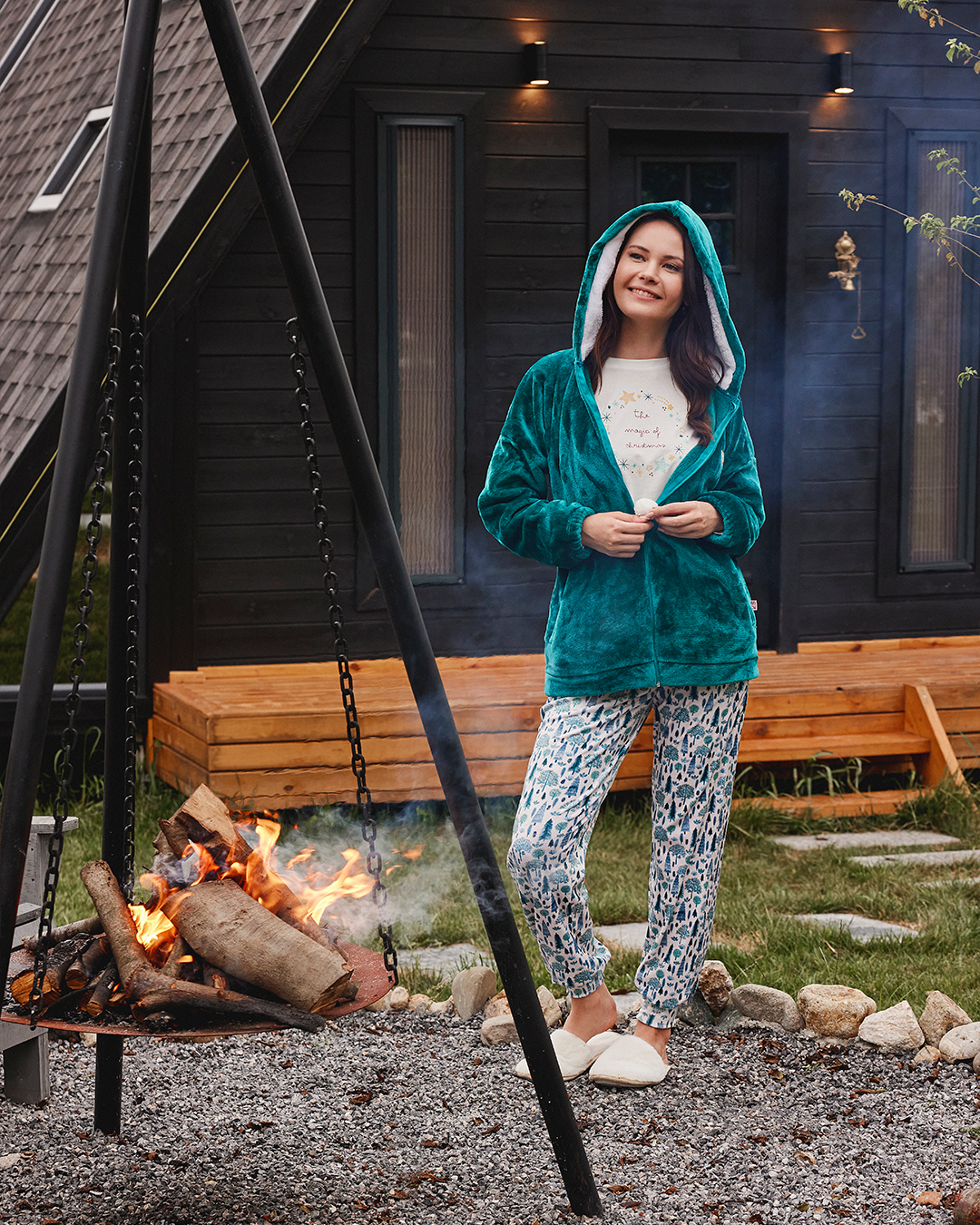 the magic of christmass Women's 3-piece Polar Pajamas *Polyester velor
