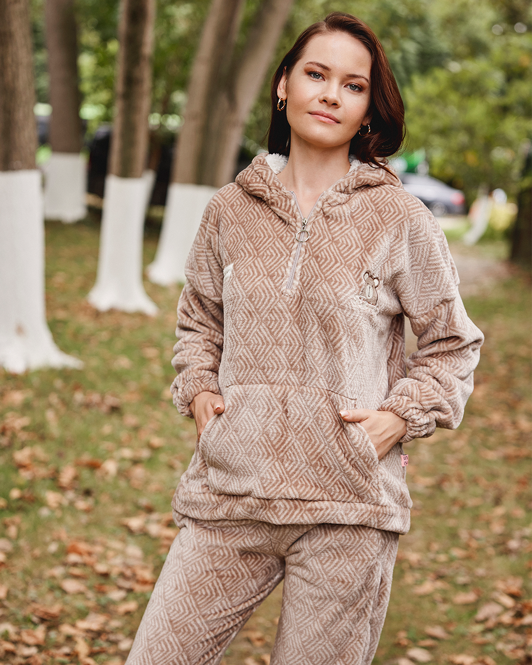 Fluffy buddy Women's Long Sleeve Printed Polar Pajamas