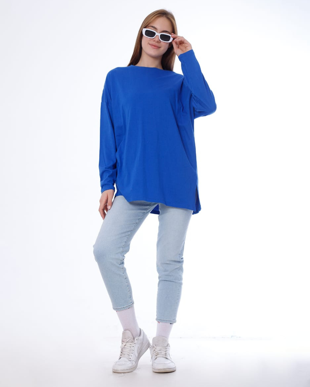 تي شيرت حريمي ساده اوفر سايز قطن