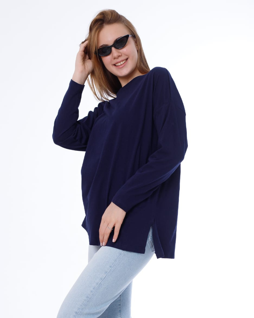 تي شيرت حريمي ساده اوفر سايز قطن