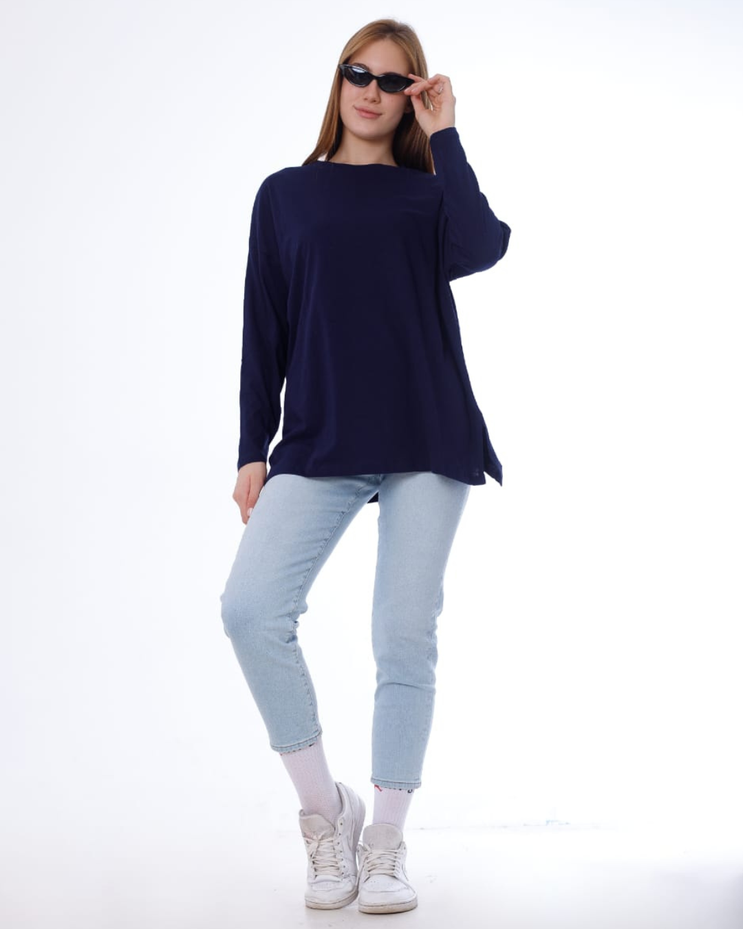 تي شيرت حريمي ساده اوفر سايز قطن