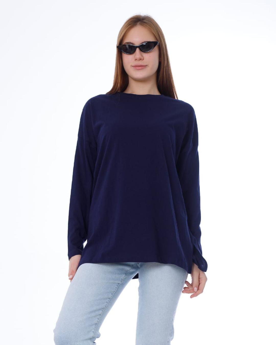 تي شيرت حريمي ساده اوفر سايز قطن