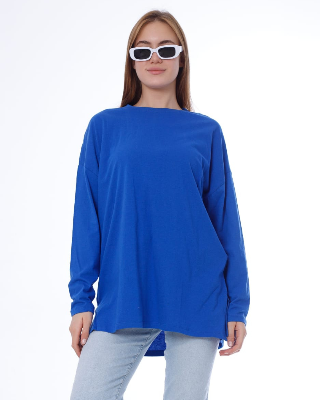 تي شيرت حريمي ساده اوفر سايز قطن