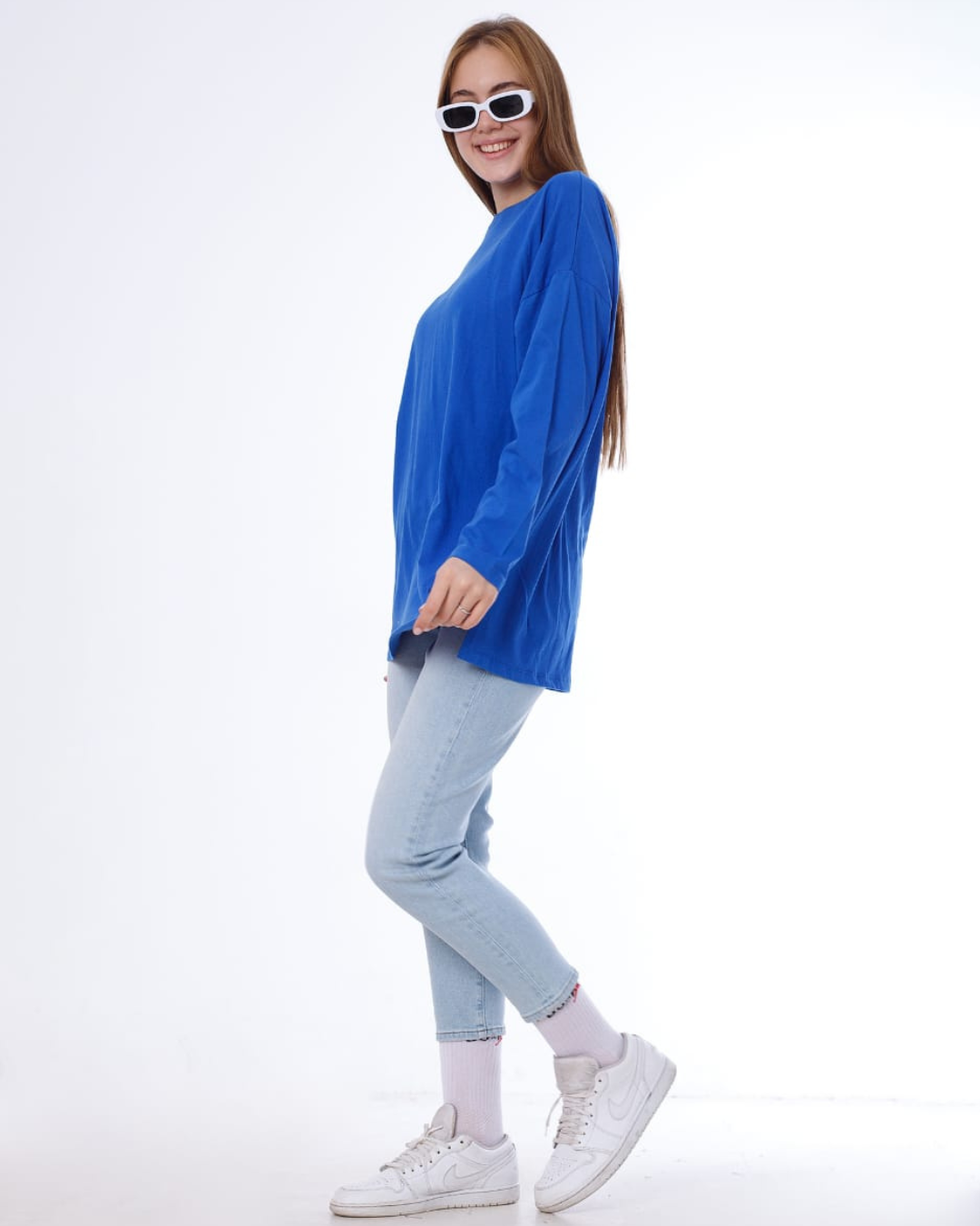 تي شيرت حريمي ساده اوفر سايز قطن