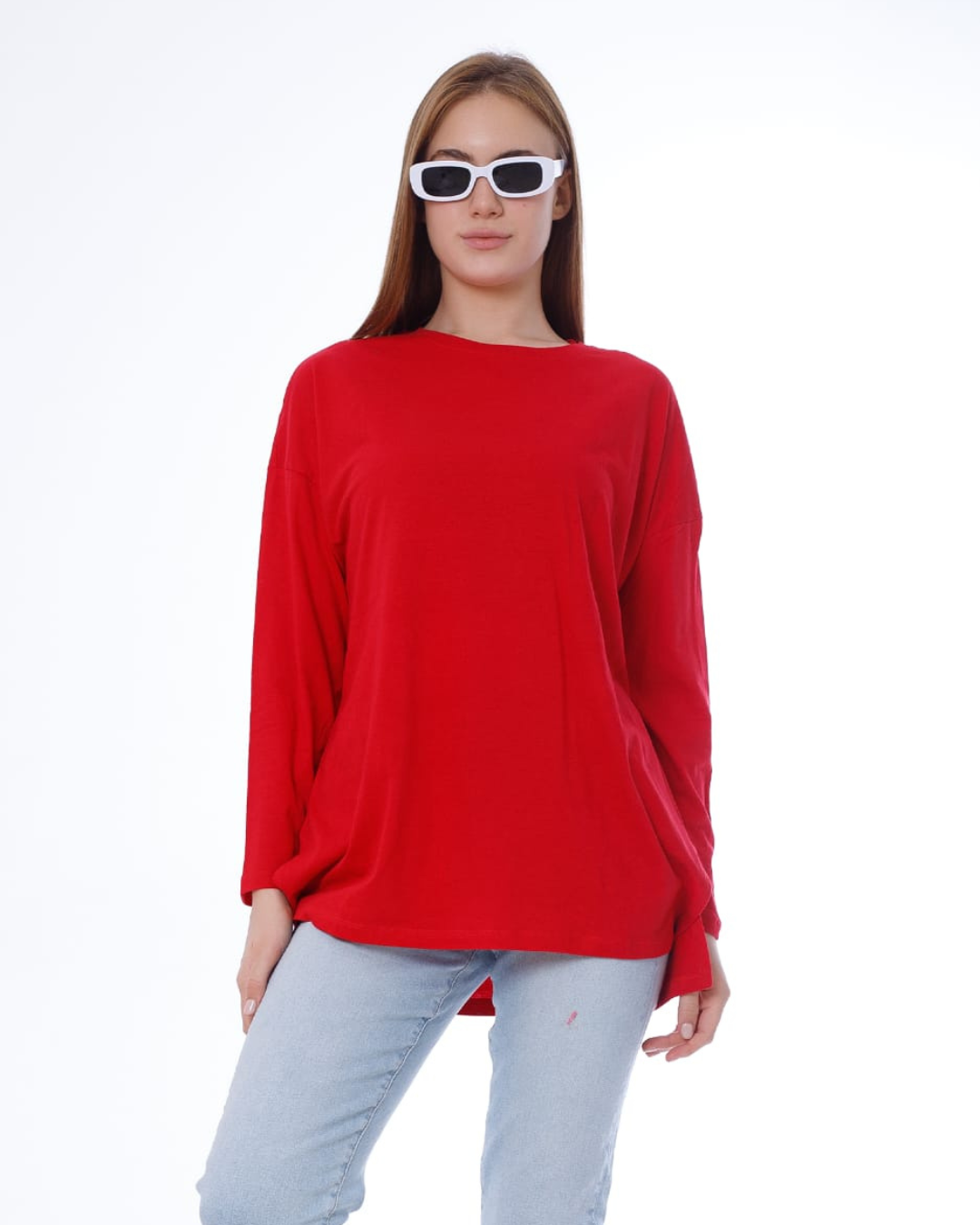 تي شيرت حريمي ساده اوفر سايز قطن