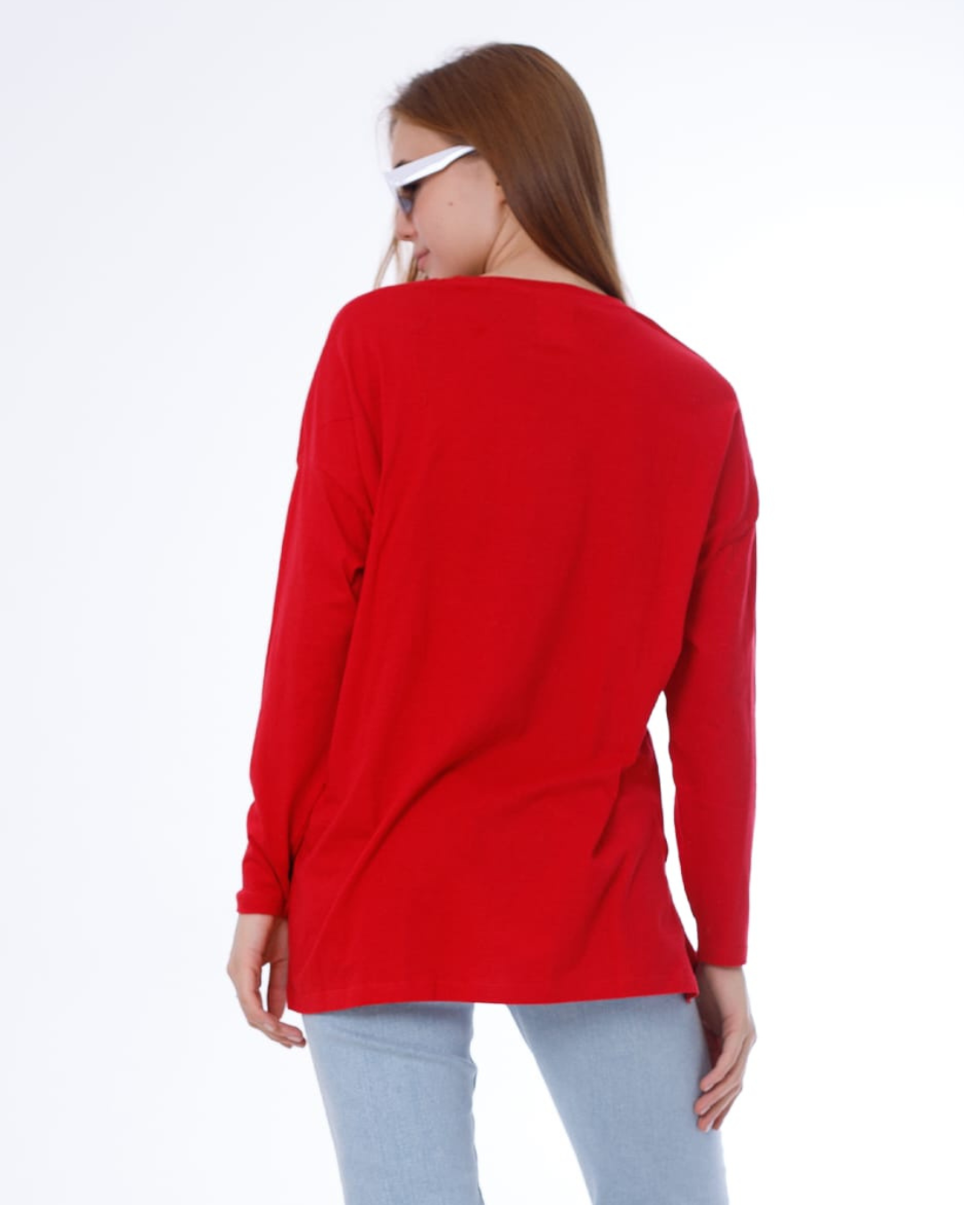 تي شيرت حريمي ساده اوفر سايز قطن