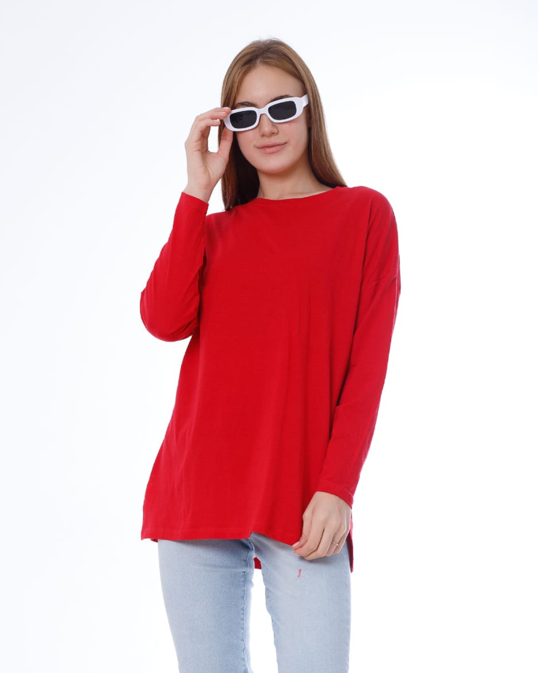 تي شيرت حريمي ساده اوفر سايز قطن