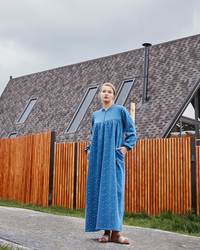 Women's Printed Fleece Half zip Long-sleeve nightgown