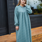 Women's Printed Fleece Half zip Long-sleeve nightgown