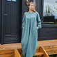 Women's Printed Fleece Half zip Long-sleeve nightgown