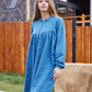 Women's Printed Fleece Half zip Long-sleeve nightgown