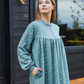 Women's Printed Fleece Half zip Long-sleeve nightgown
