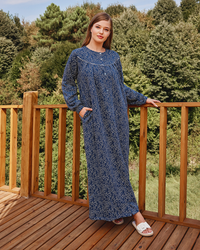 جلابية حريمي كم طويل بزراير ميلتون مطبوع