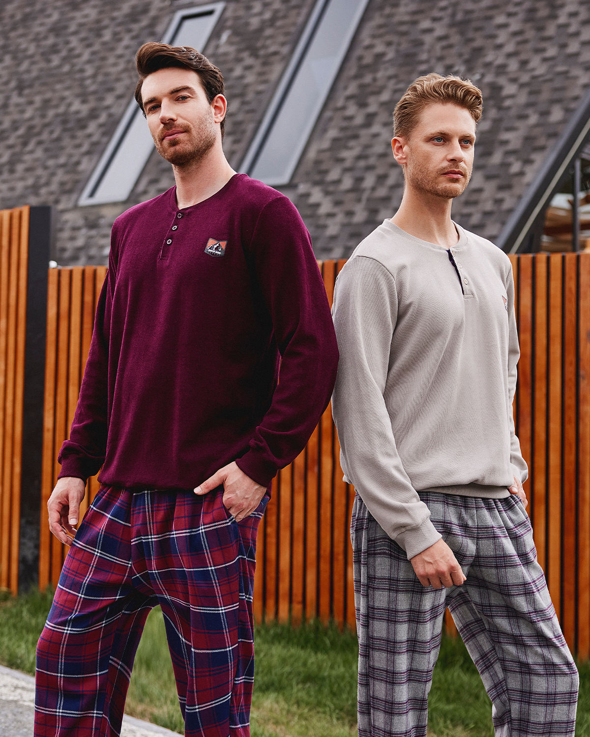 Long Sleeve Men's pajama with mountain badge