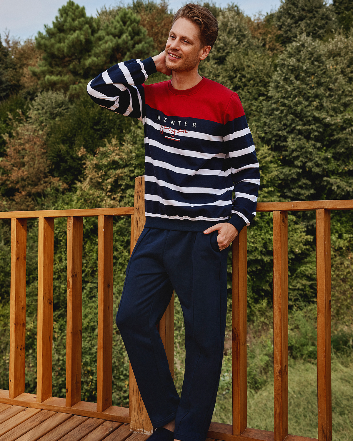 Striped Melton long sleeve Pamajama Winter Season