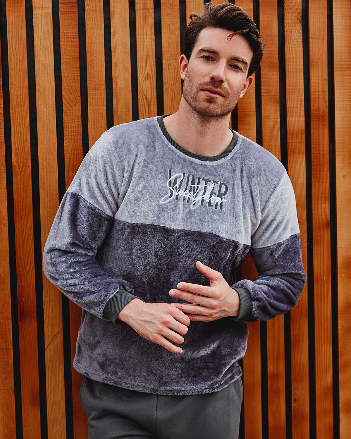 Winter Mens long Sleeve Pajama Polar X Fleece