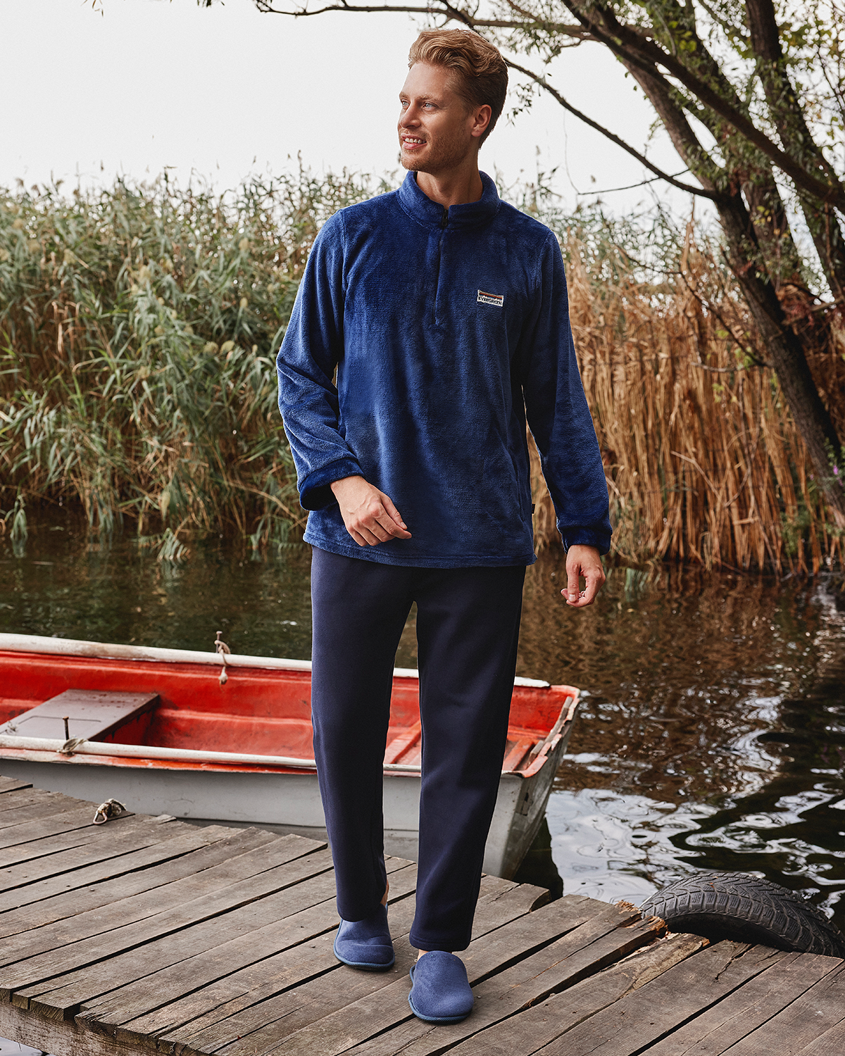 Polar top and Fleece Pant Men's Pajama EVERGREEN Embroidery 