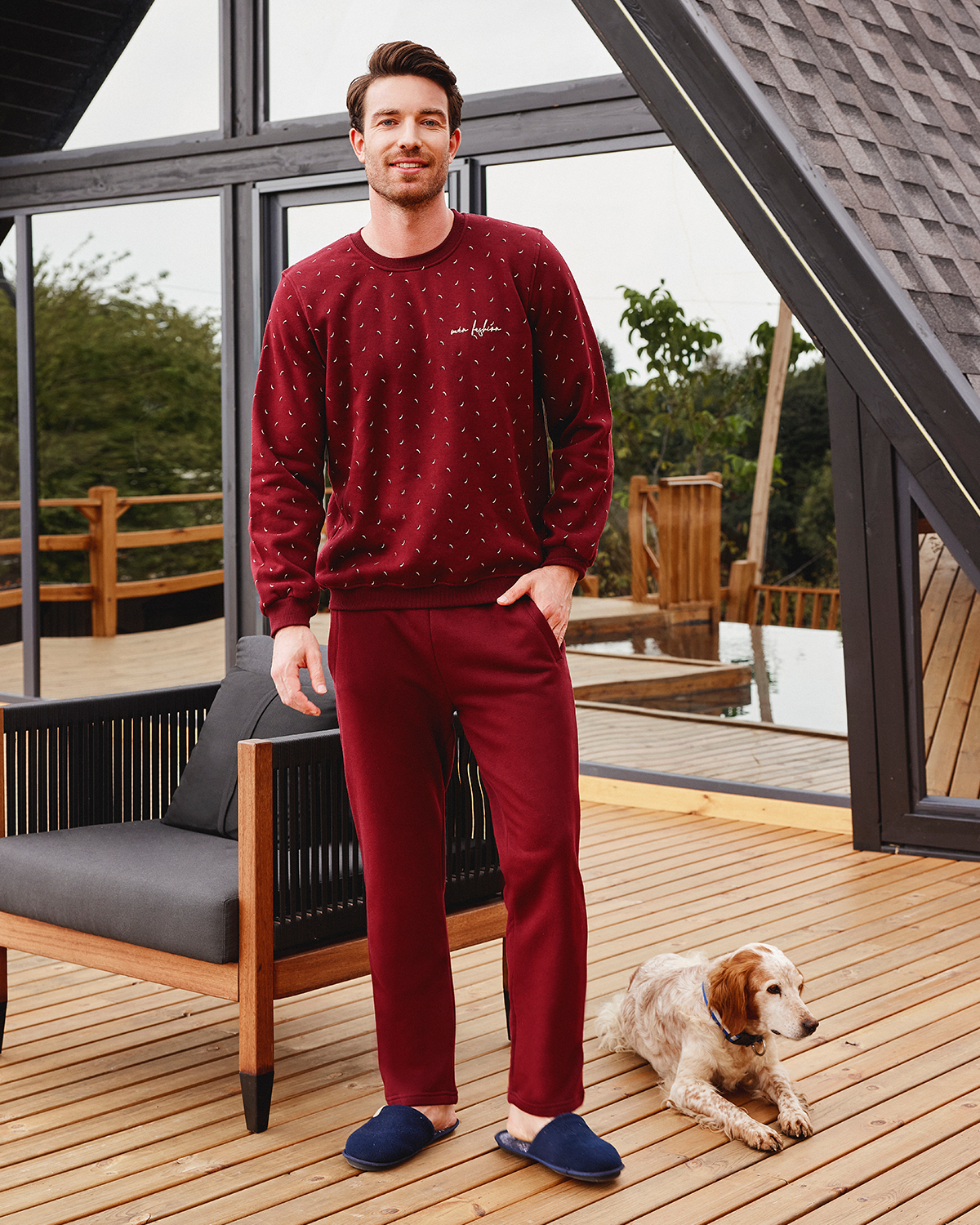 Men fashion Milton men's long sleeve pajamas