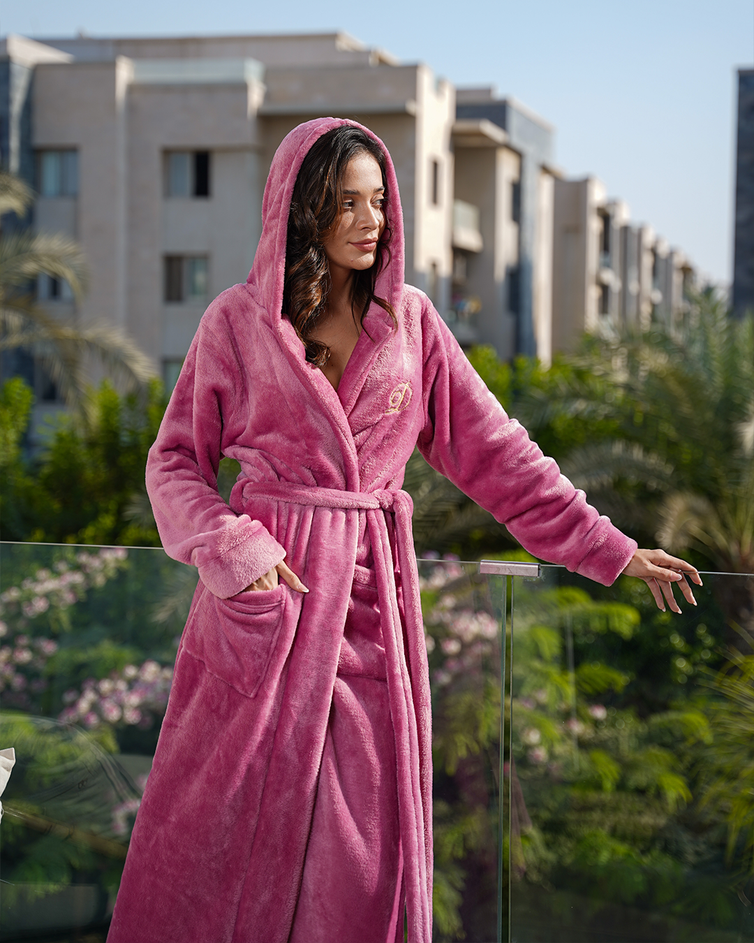 D روب حريمي كول شال تطريز طويل بولار