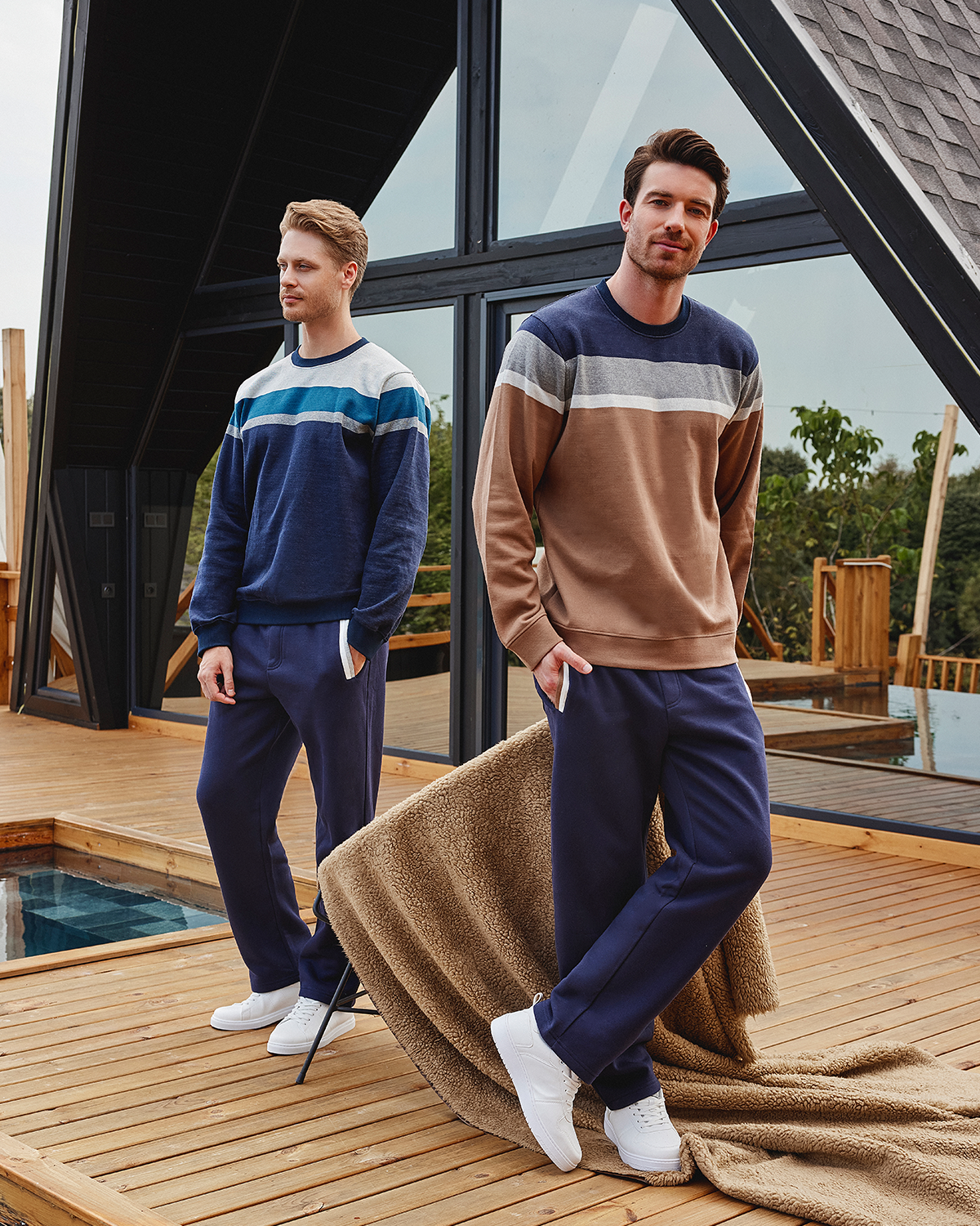 mens Jacquard Melange Stripe sweatshirt* Fleece Pant